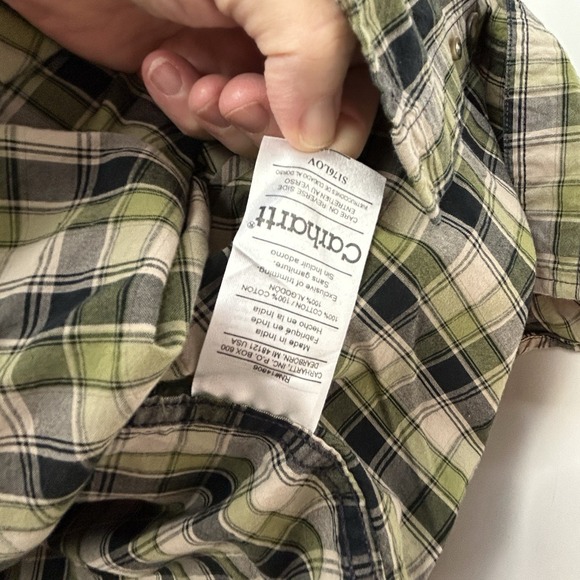 Carhartt Shirt Black Green Plaid Rugged Western Flannel Men's Large Tall NWT - Picture 11 of 14